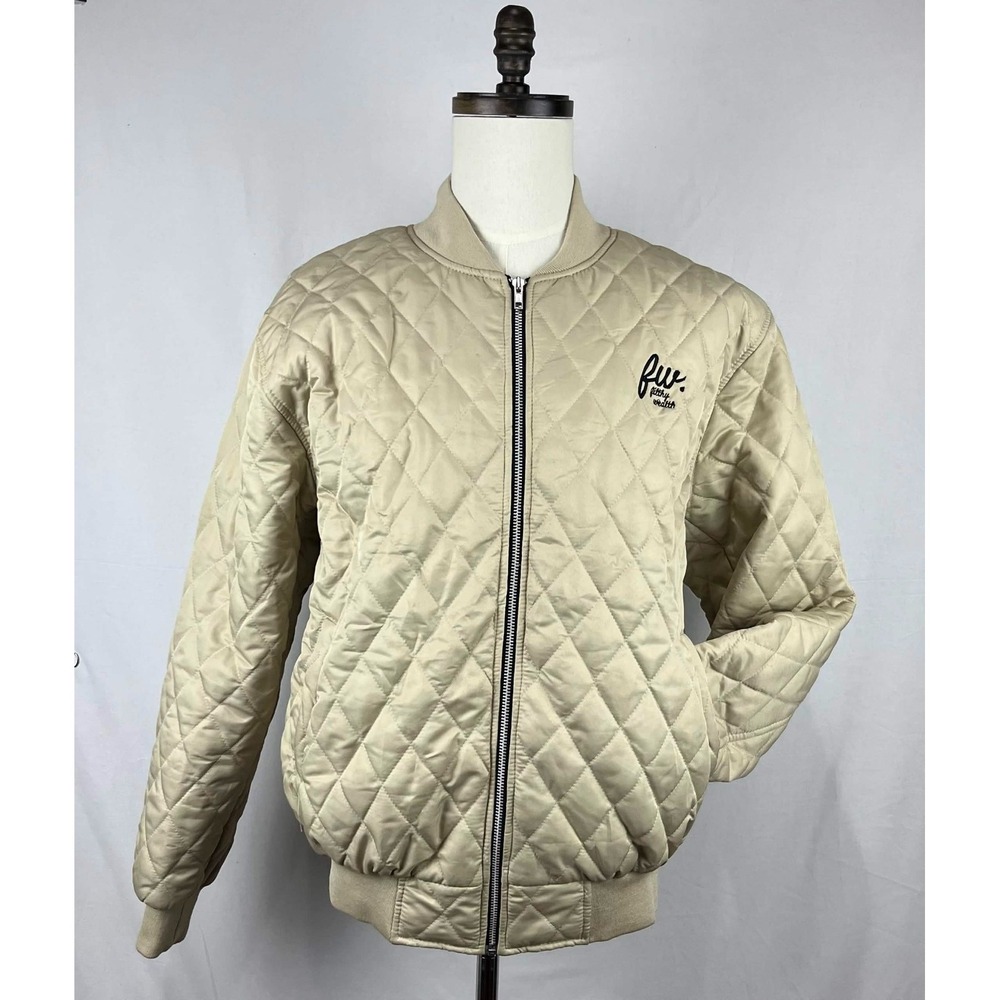 GUC Filthy Wealth Clothing Tan Quilted Bomber Jacket Beige Full Zip Mens Size XL
